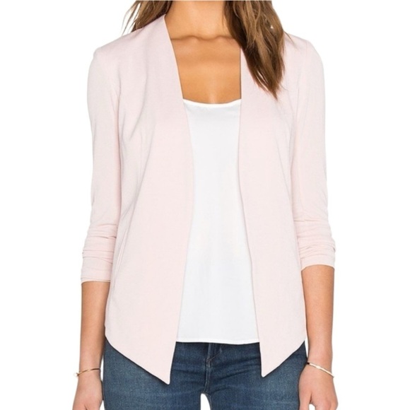 BCBGMaxAzria Tuxedo Blazer Drape Front Rose Smoke Size M #1161 - Picture 2 of 9